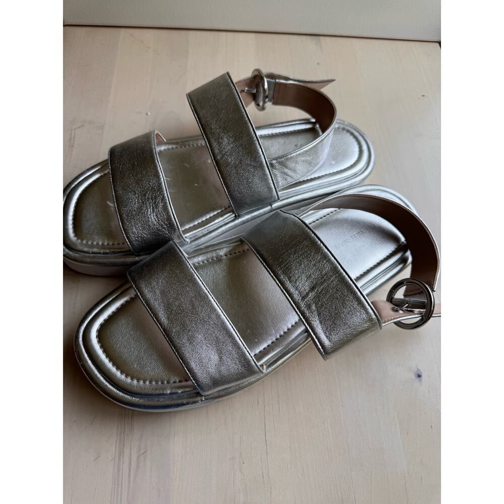 Stuart Weitzman Elodie Silver Metallic Leather Dress Sandals Size 8.5 - Picture 9 of 9